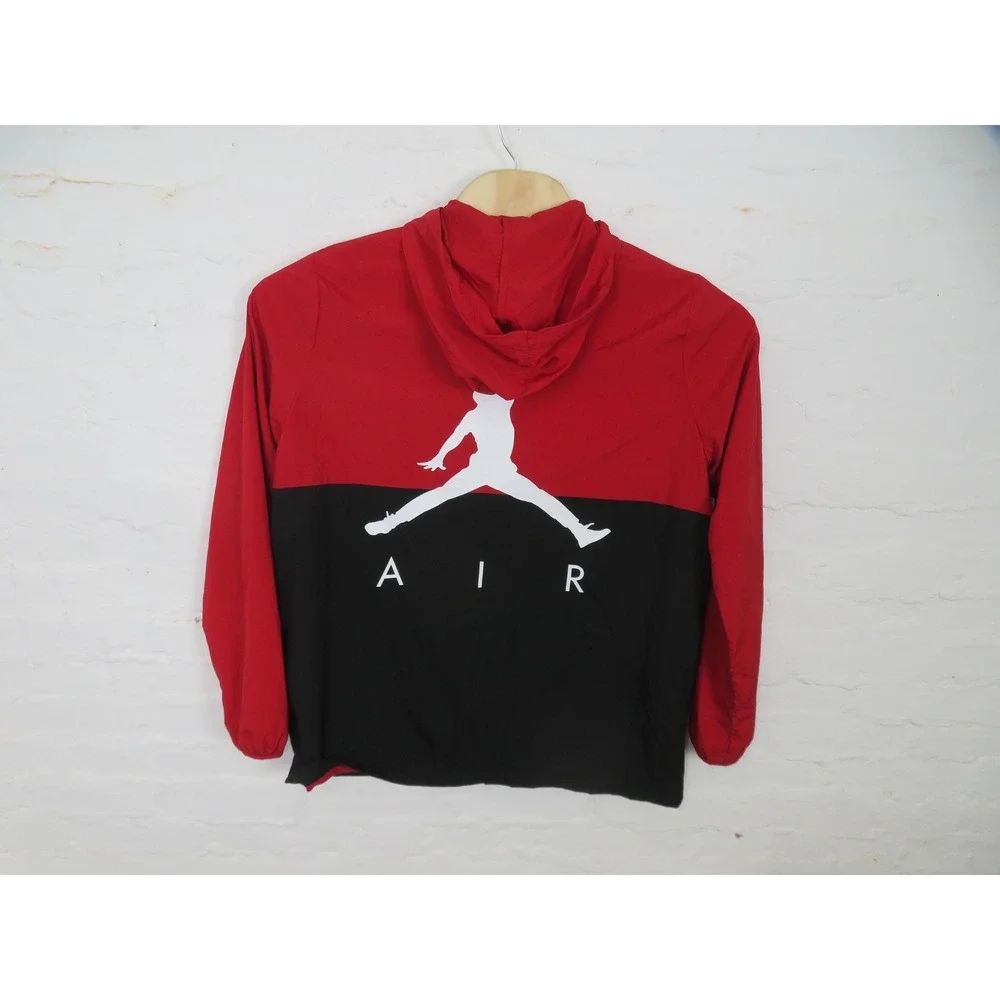 Air Jordan Windbreaker Jacket Mens Med Red Black Hooded Full Zip Jumpman AJ0803